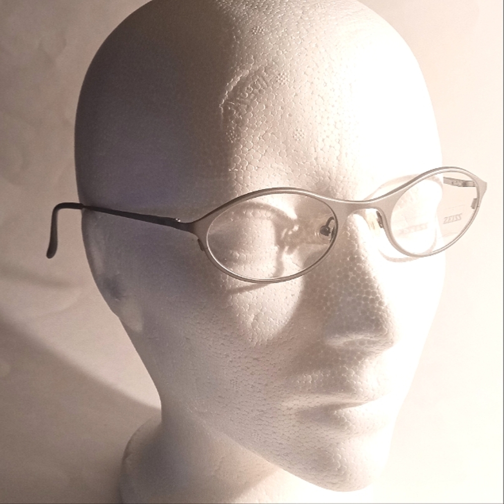 NEW ZEISS 1990s Vintage Unisex Brushed Silver Color Oval Eyeglasses  Frame